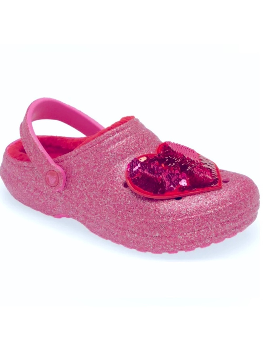 Crocs Fleece Lined Sequin Heart Glitter Clog, NWT
